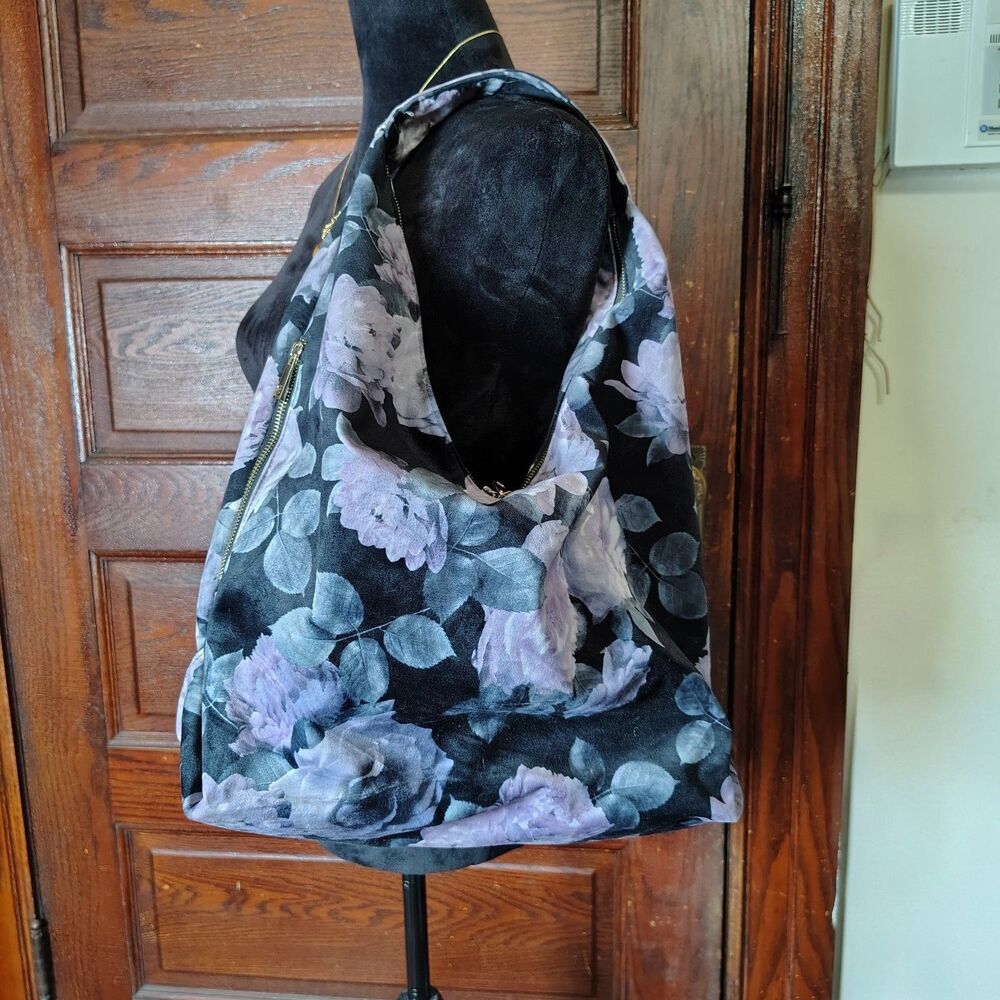 Purple Floral Hobo Bag Whimsigoth Dark Academia Balletcore Romatic Tabitha Webb